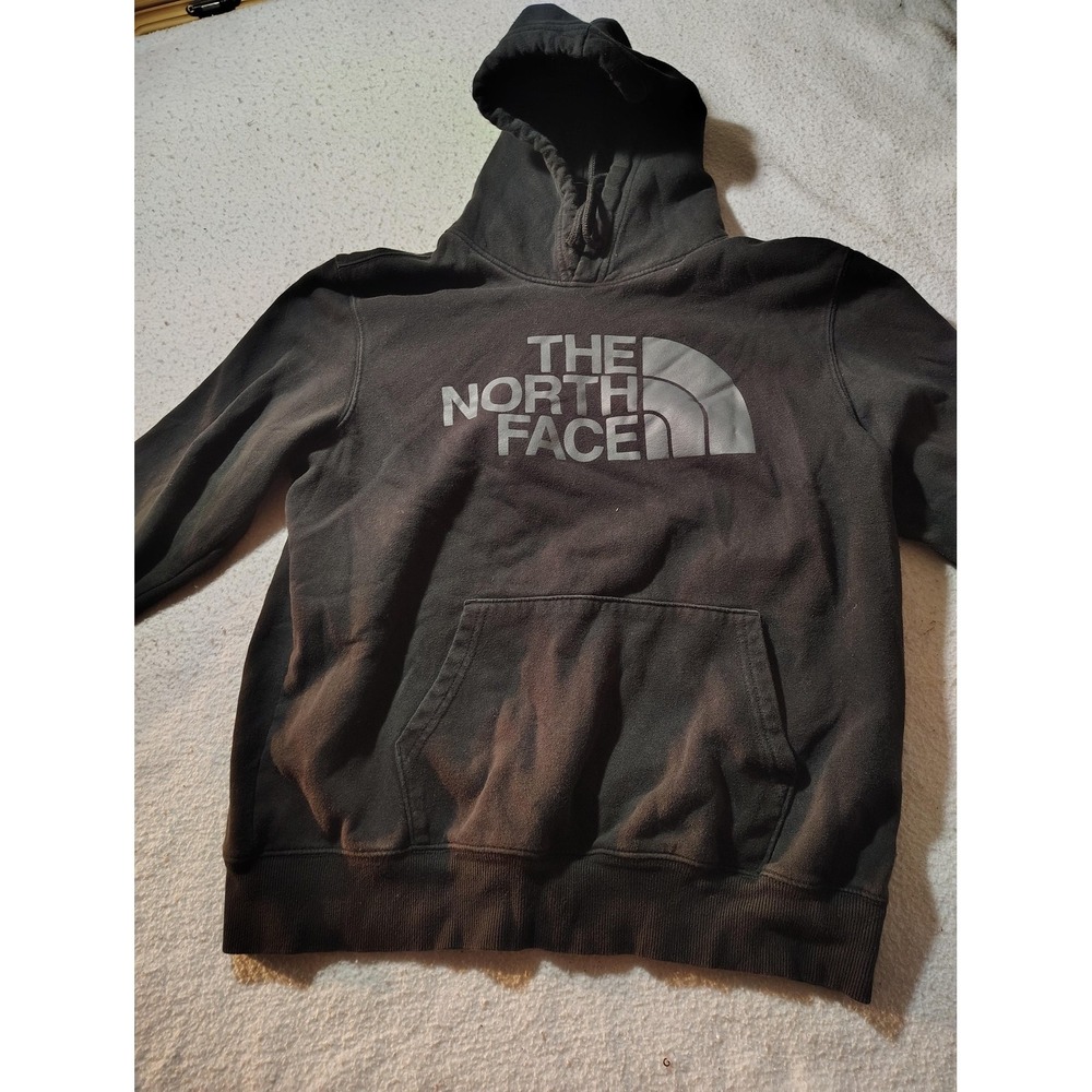 The North Face Hoodie Mens Large Black Pullover Fleece Half Dome Logo Graphic